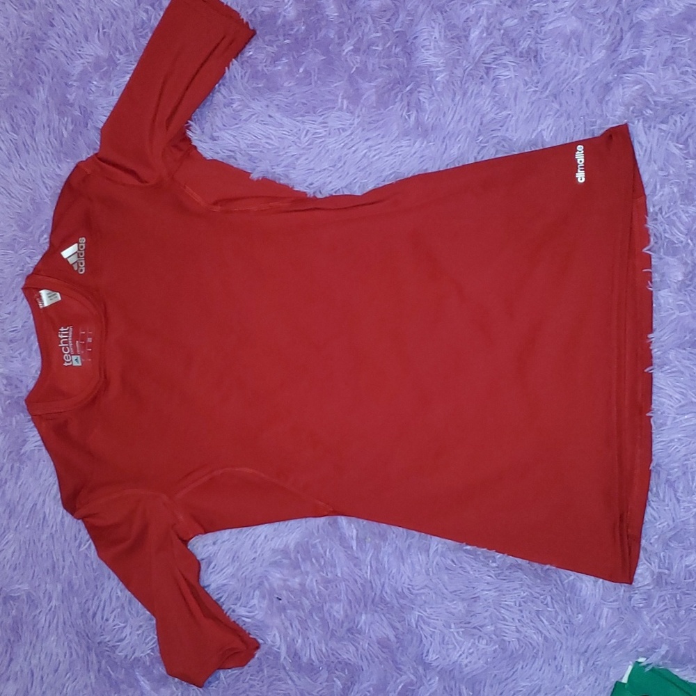 Adidas Red Techfit Half Sleeve Activewear, Women's Size M